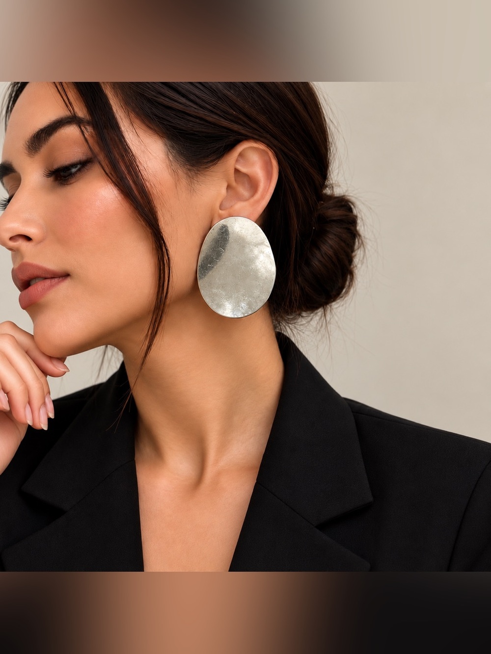 Zara Oversized Silver-Tone Sculptural Statement Earrings